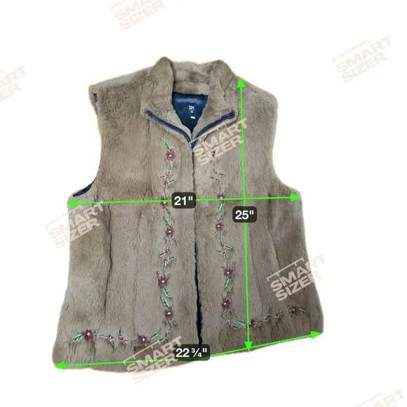 VTG SPI 25 Natural Lapin Rabbit Fur Vest L Double Zip Boho Cottagecore Layering